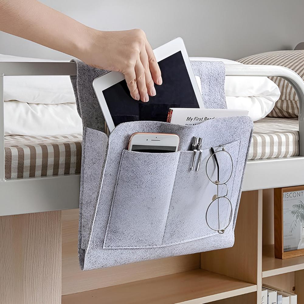 Cable Organizer - LuxeFelt Nightstand Bag with Cable Management