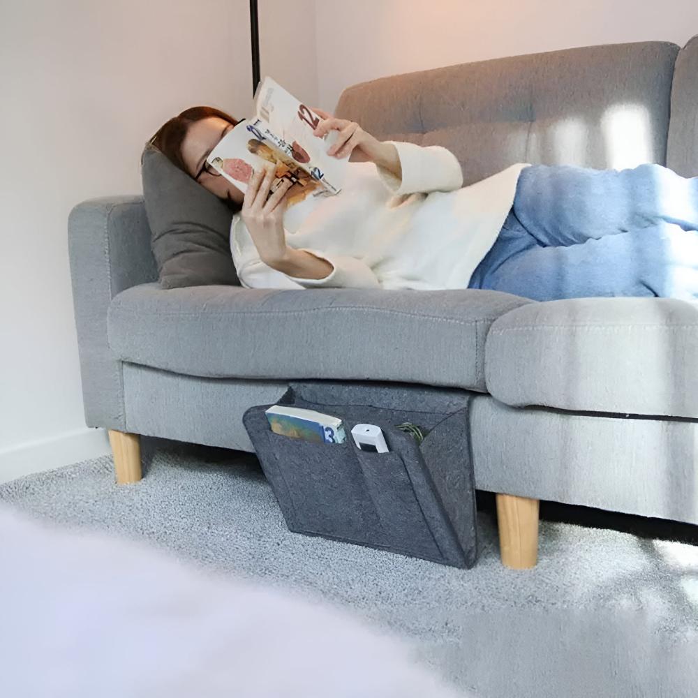 Cable Organizer - LuxeFelt Nightstand Bag with Cable Management