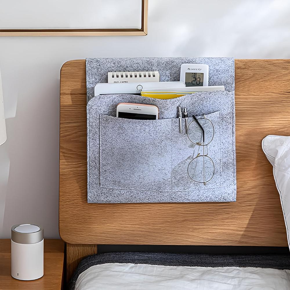 Cable Organizer - LuxeFelt Nightstand Bag with Cable Management