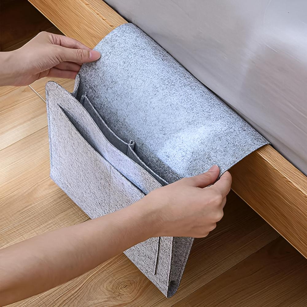 Cable Organizer - LuxeFelt Nightstand Bag with Cable Management