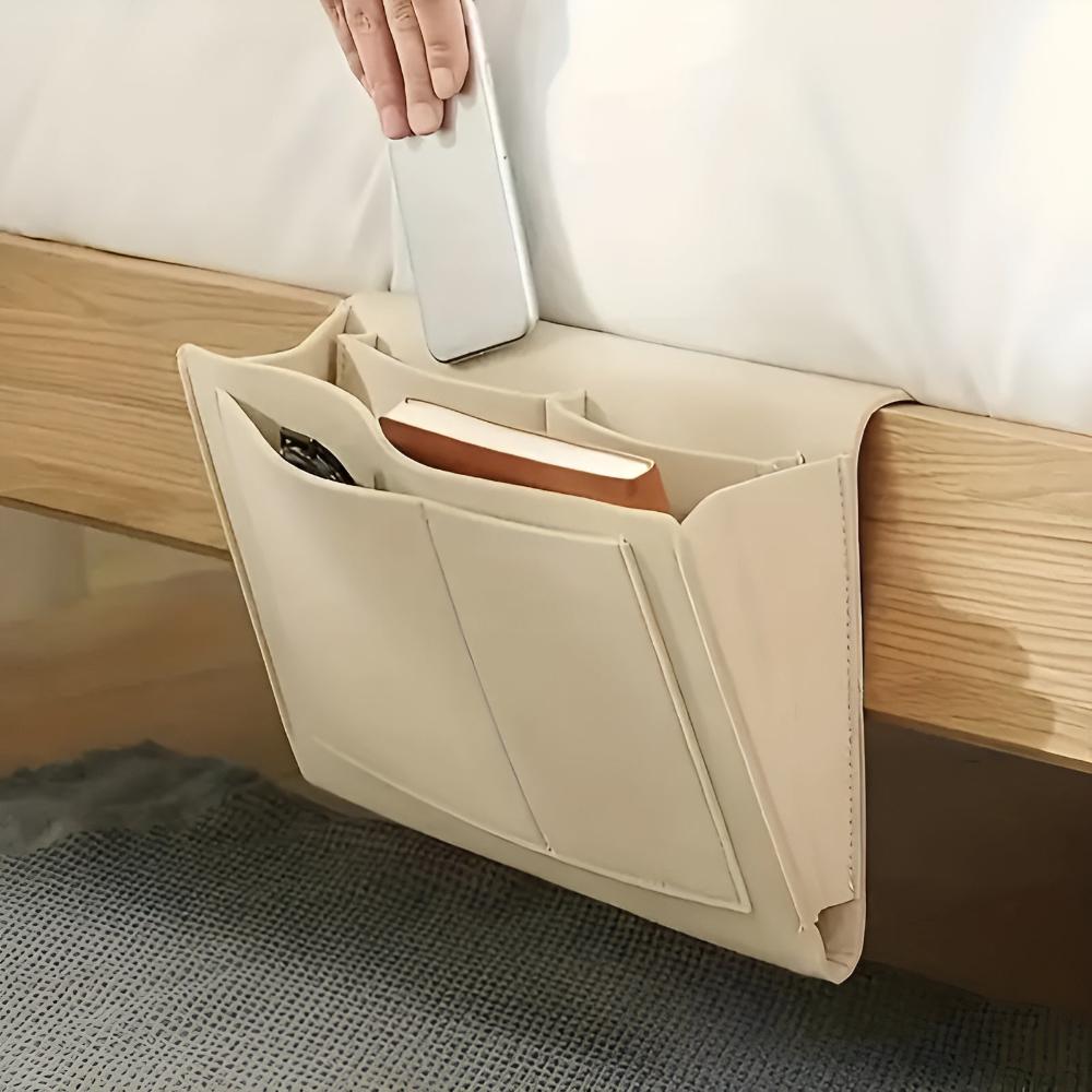 Cable Organizer - LuxeFelt Nightstand Bag with Cable Management