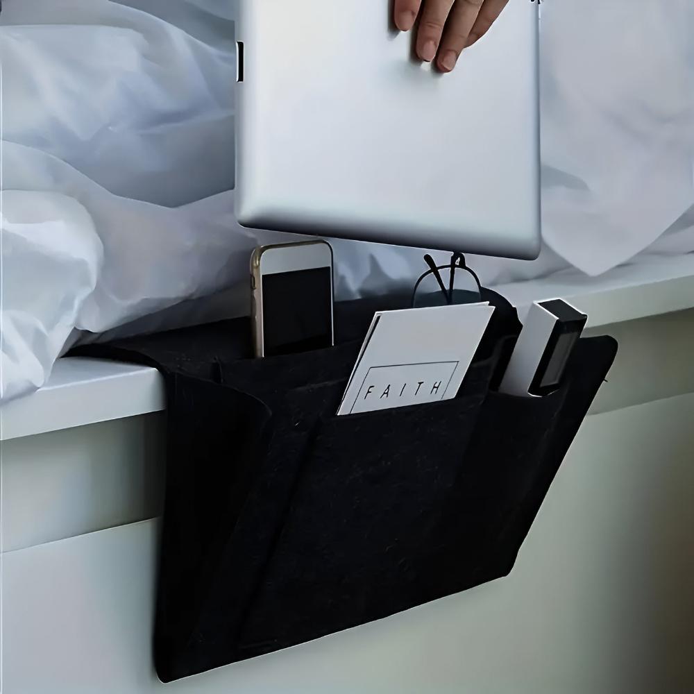 Cable Organizer - LuxeFelt Nightstand Bag with Cable Management