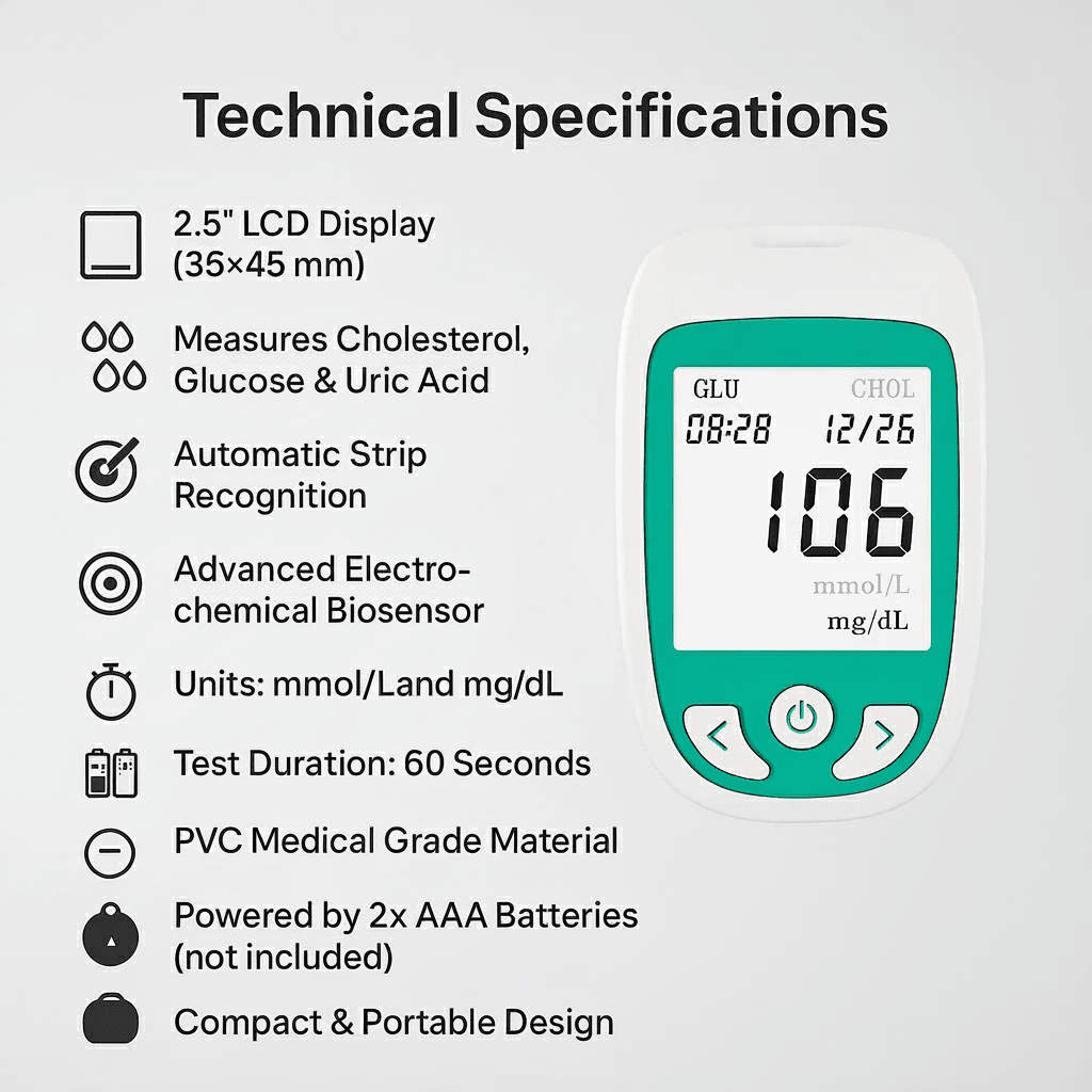 Cholesterol Analyzer - HealthPro Compact Tester with Fast Results