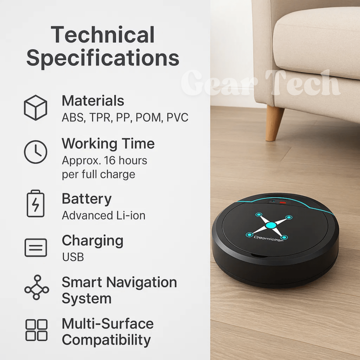 SmartClean Robot - Advanced Vacuum & Mop for Effortless Floors