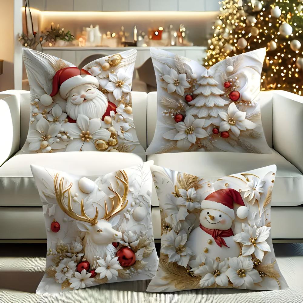 Velvet Christmas Cushion Covers - LuxeNest Set of 4