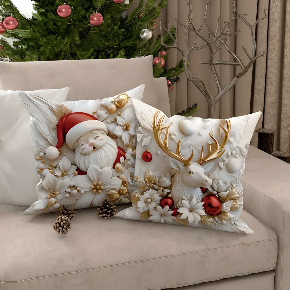 Velvet Christmas Cushion Covers - LuxeNest Set of 4