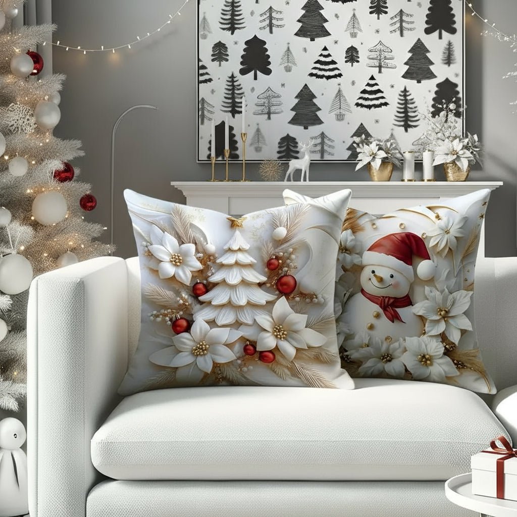 Velvet Christmas Cushion Covers - LuxeNest Set of 4