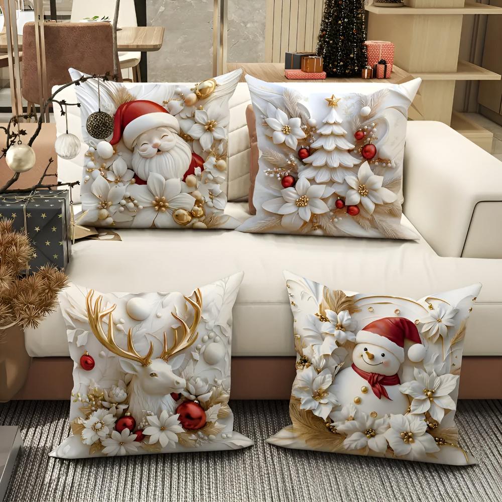 Velvet Christmas Cushion Covers - LuxeNest Set of 4