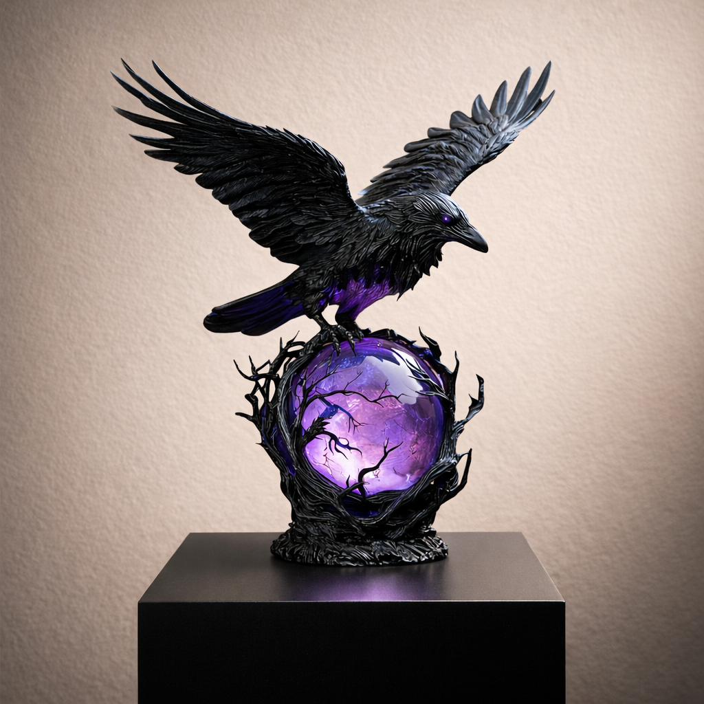 Raven Orb Lamp - Luminara Luxe with Ambient Glow