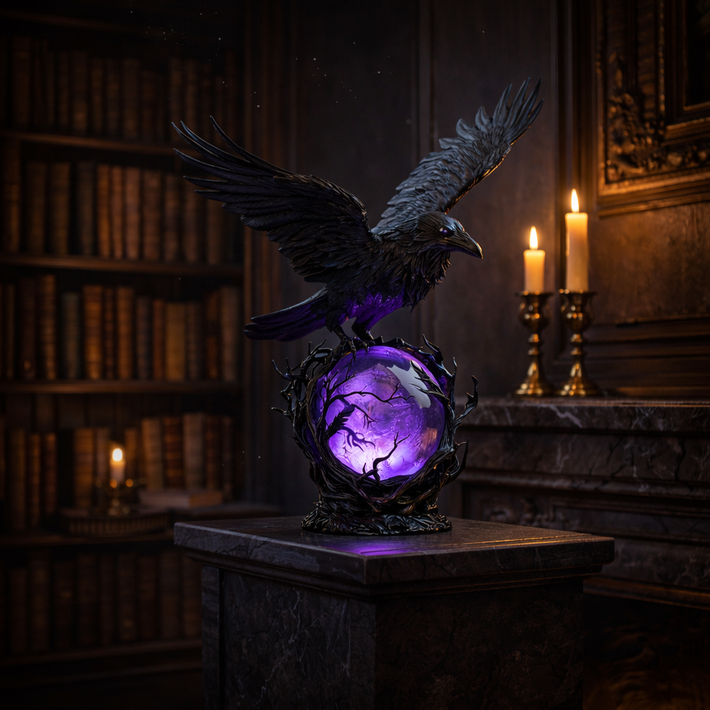 Raven Orb Lamp - Luminara Luxe with Ambient Glow
