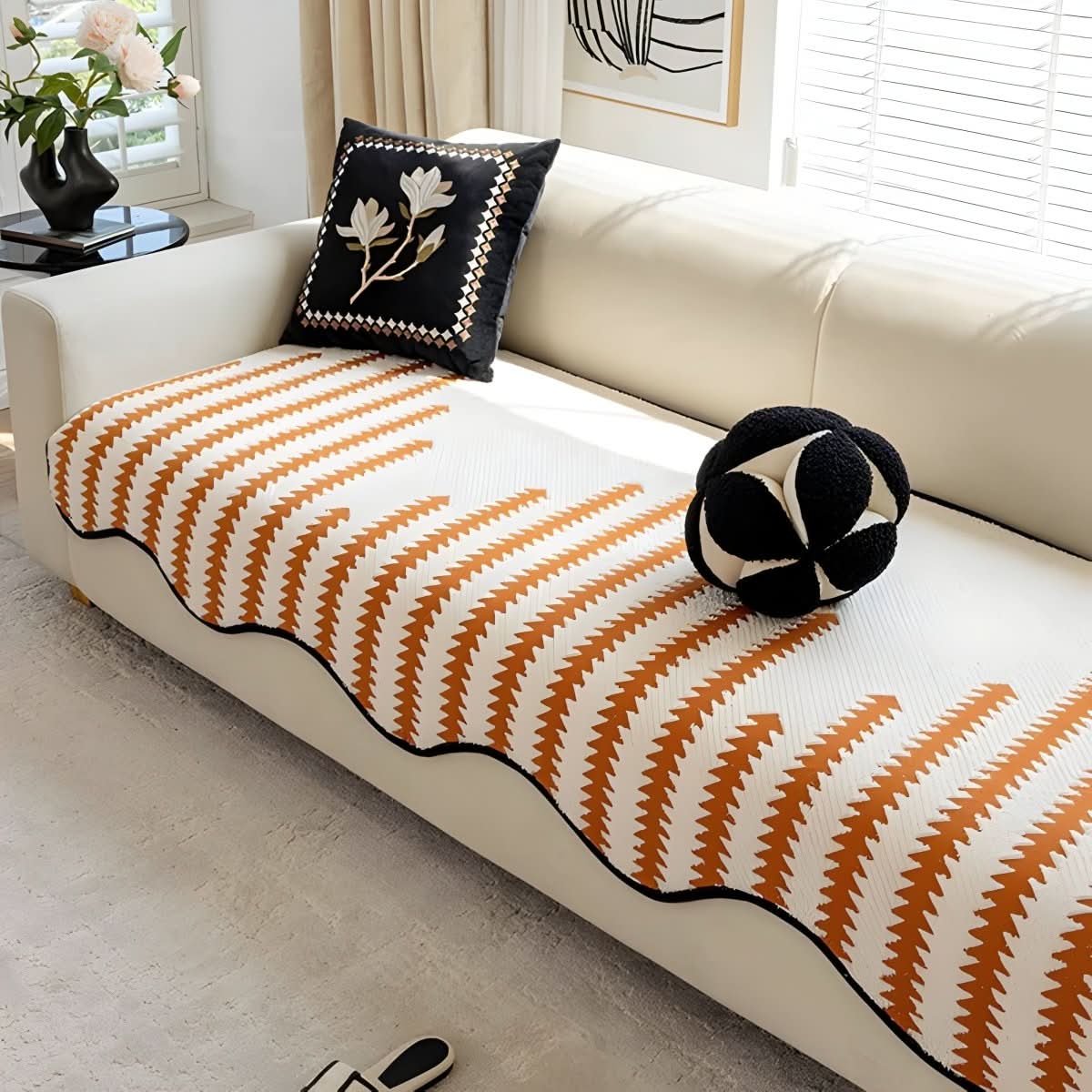 Chenille Sofa Cover - LuxeGuard Modern Protection
