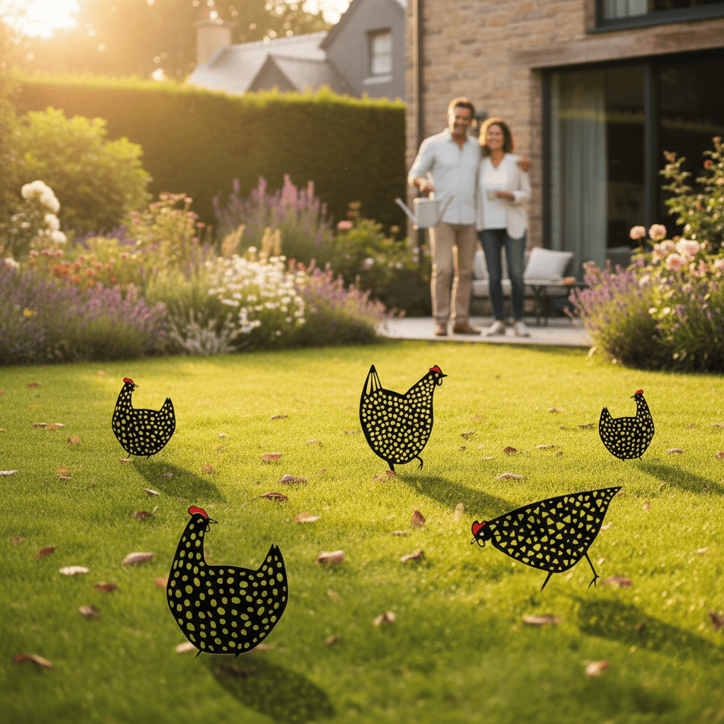 Charming Metal Chicken Garden Sculpture - Rustic Haven