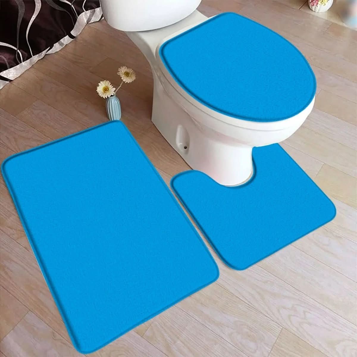 Non-Slip Bath Mat Set - LuxeNest 3-Piece Flannel Collection