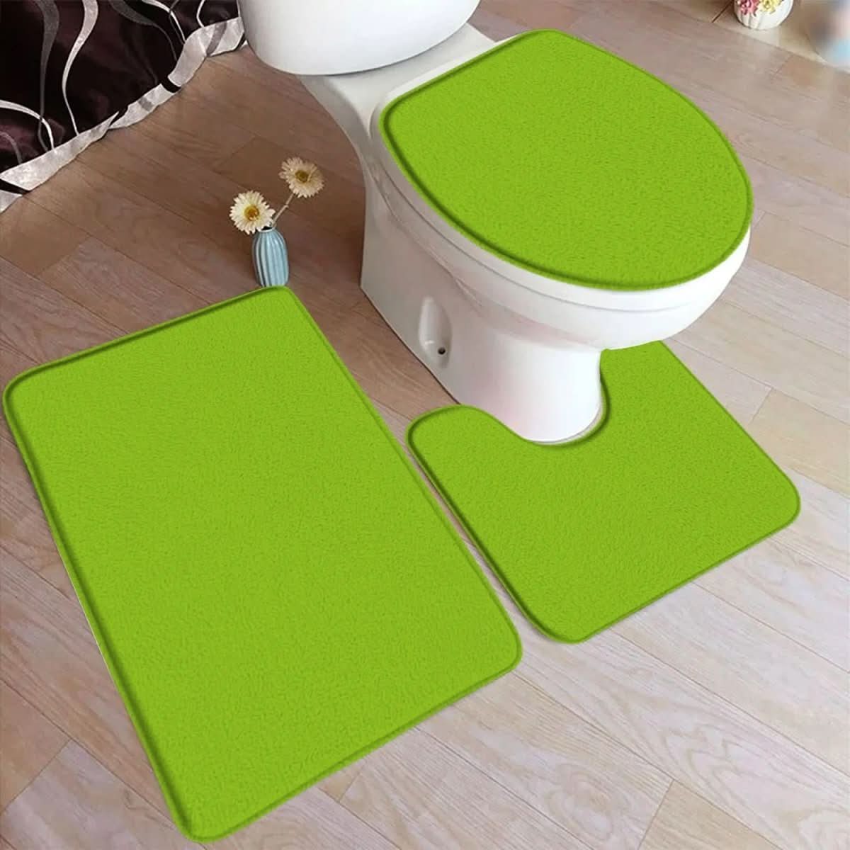 Non-Slip Bath Mat Set - LuxeNest 3-Piece Flannel Collection