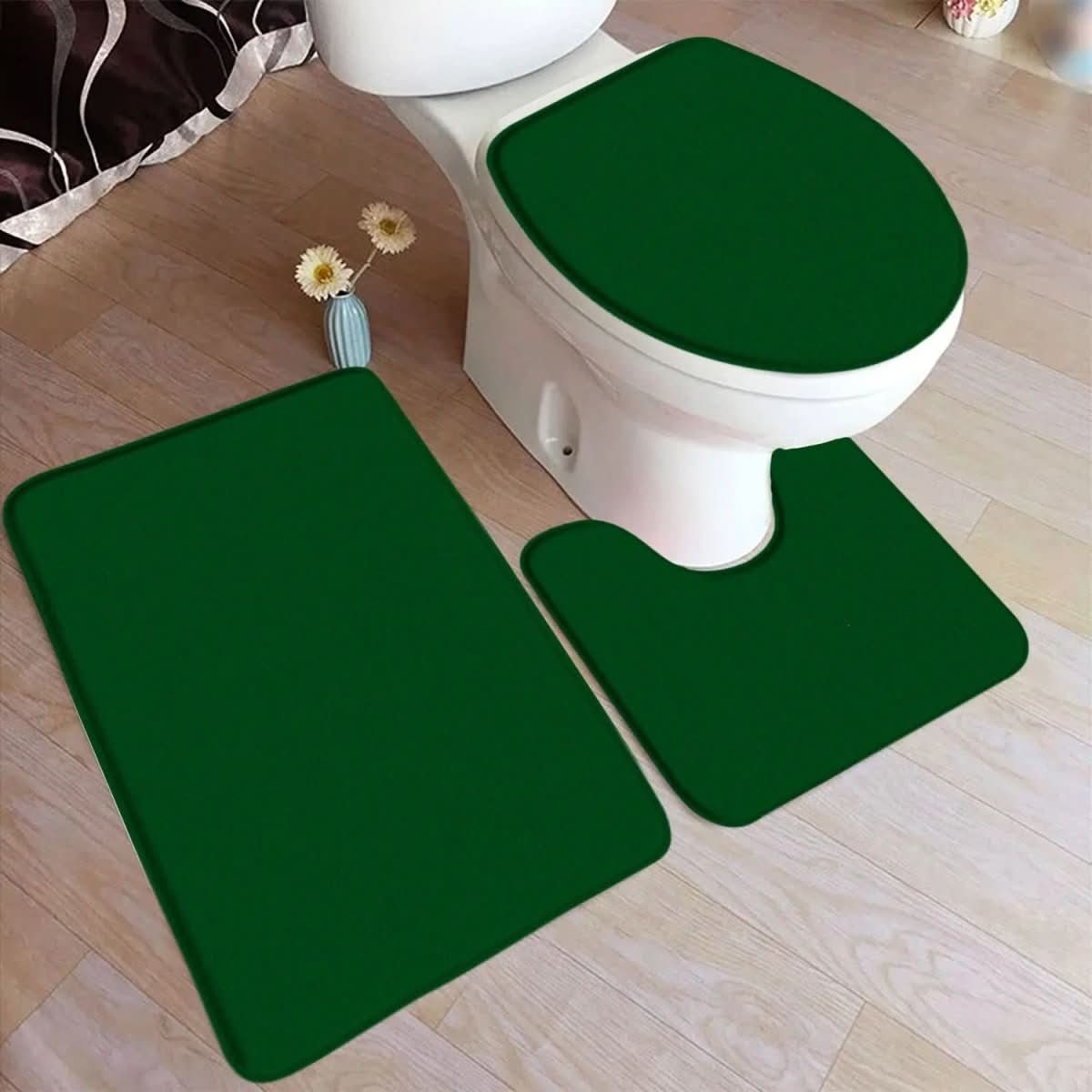 Non-Slip Bath Mat Set - LuxeNest 3-Piece Flannel Collection