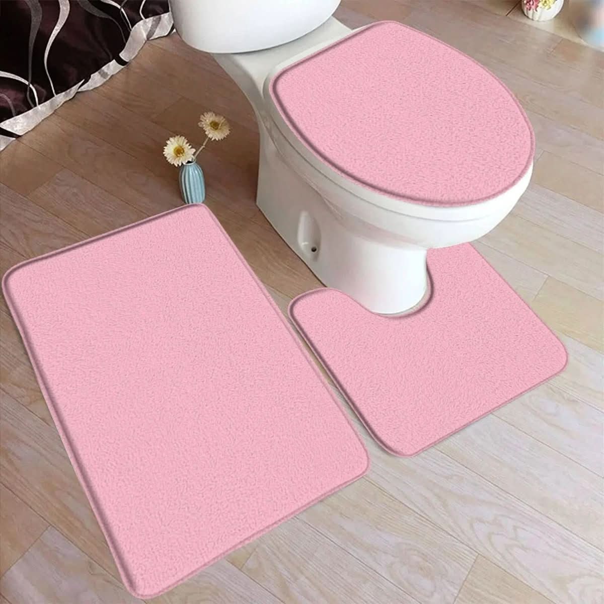 Non-Slip Bath Mat Set - LuxeNest 3-Piece Flannel Collection