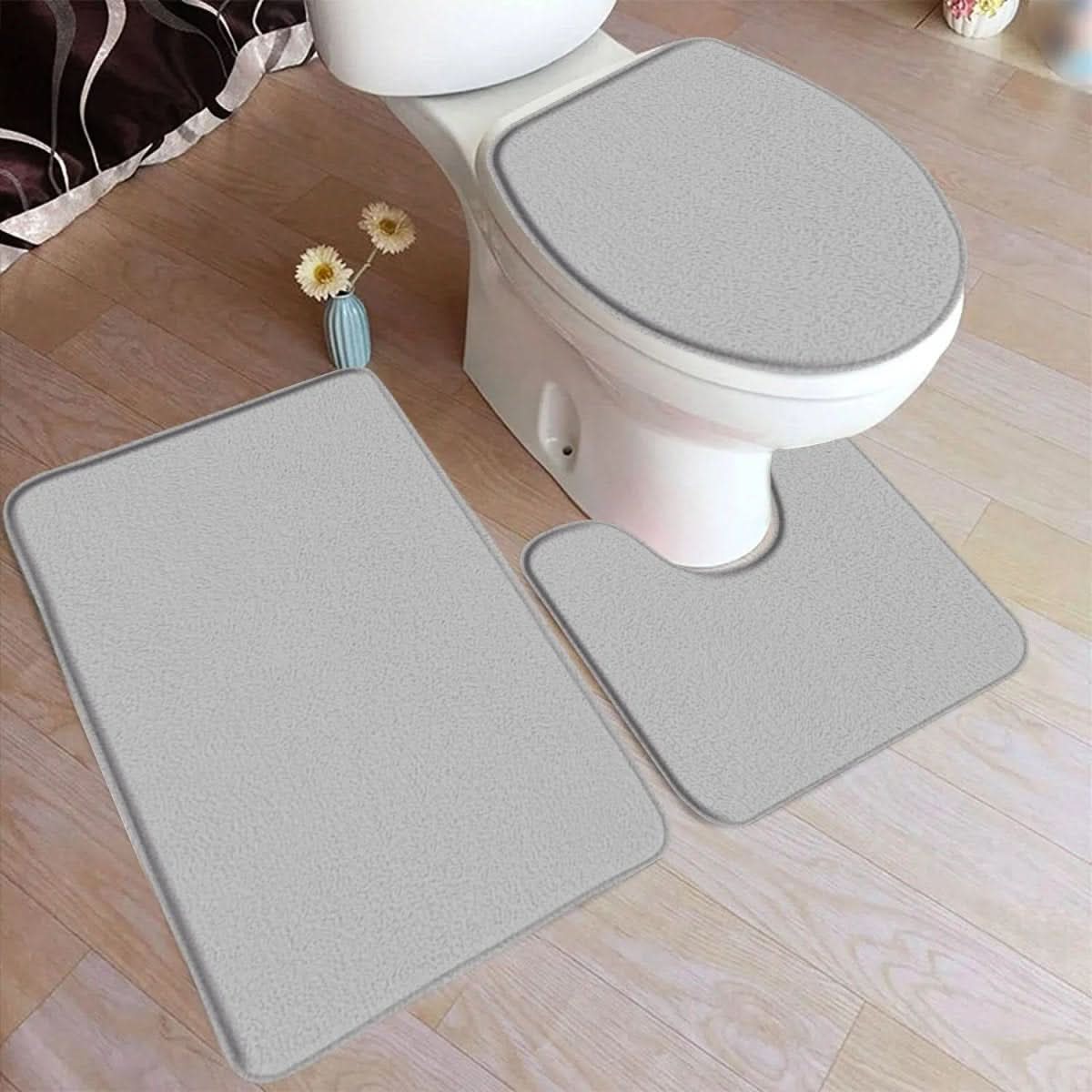 Non-Slip Bath Mat Set - LuxeNest 3-Piece Flannel Collection