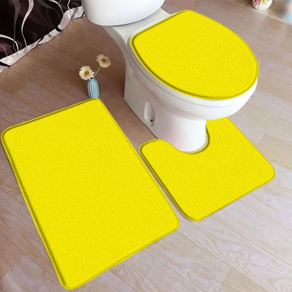 Non-Slip Bath Mat Set - LuxeNest 3-Piece Flannel Collection
