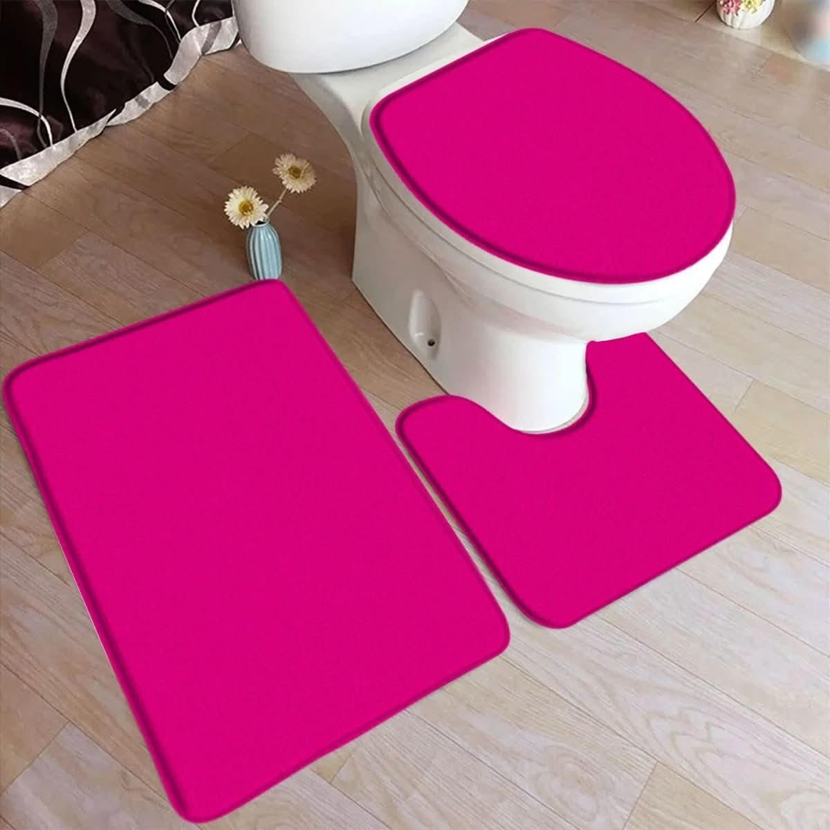 Non-Slip Bath Mat Set - LuxeNest 3-Piece Flannel Collection
