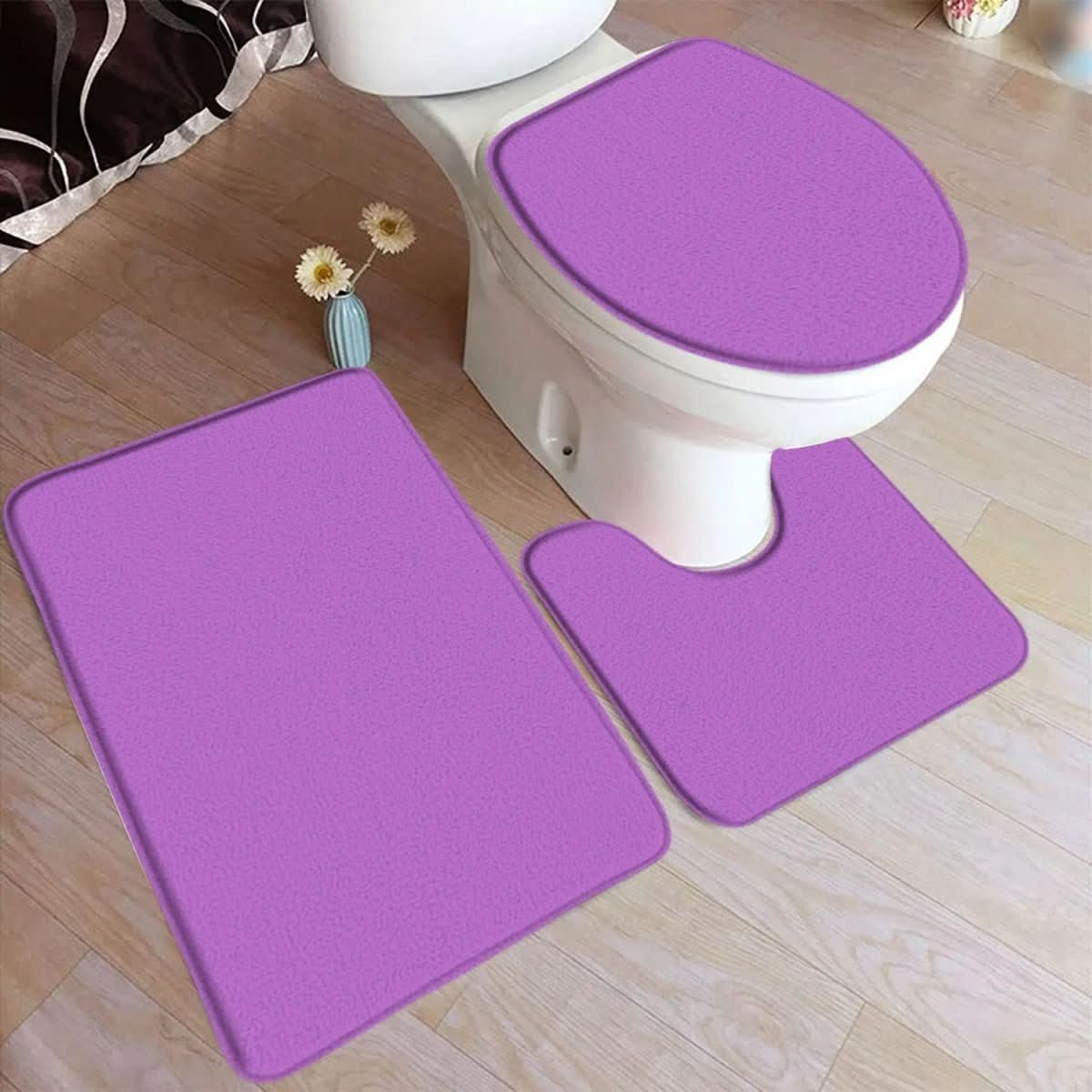 Non-Slip Bath Mat Set - LuxeNest 3-Piece Flannel Collection
