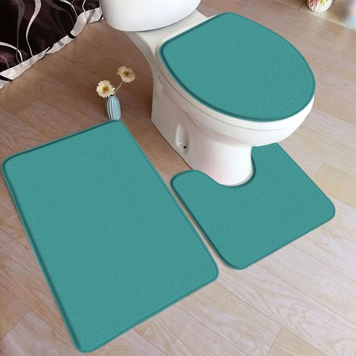 Non-Slip Bath Mat Set - LuxeNest 3-Piece Flannel Collection