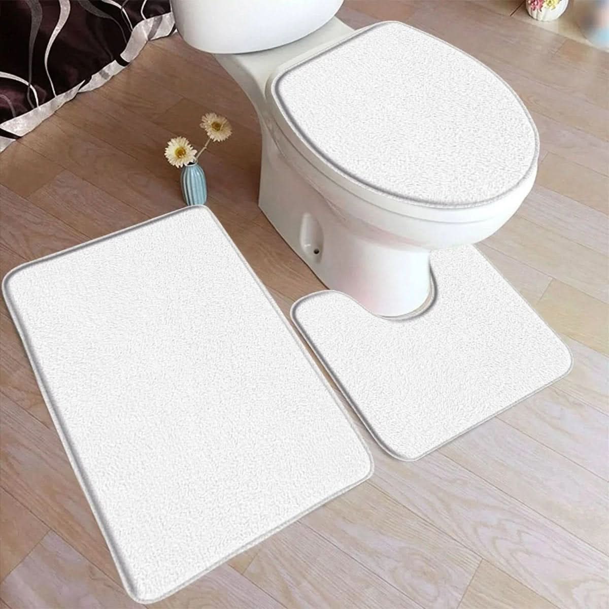 Non-Slip Bath Mat Set - LuxeNest 3-Piece Flannel Collection