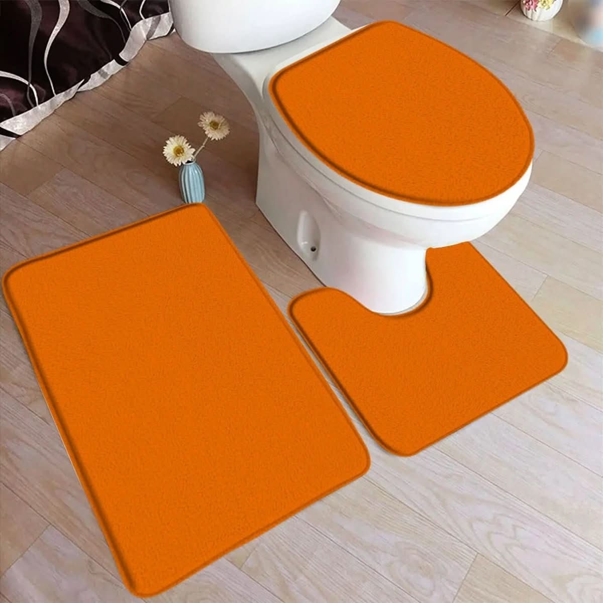 Non-Slip Bath Mat Set - LuxeNest 3-Piece Flannel Collection