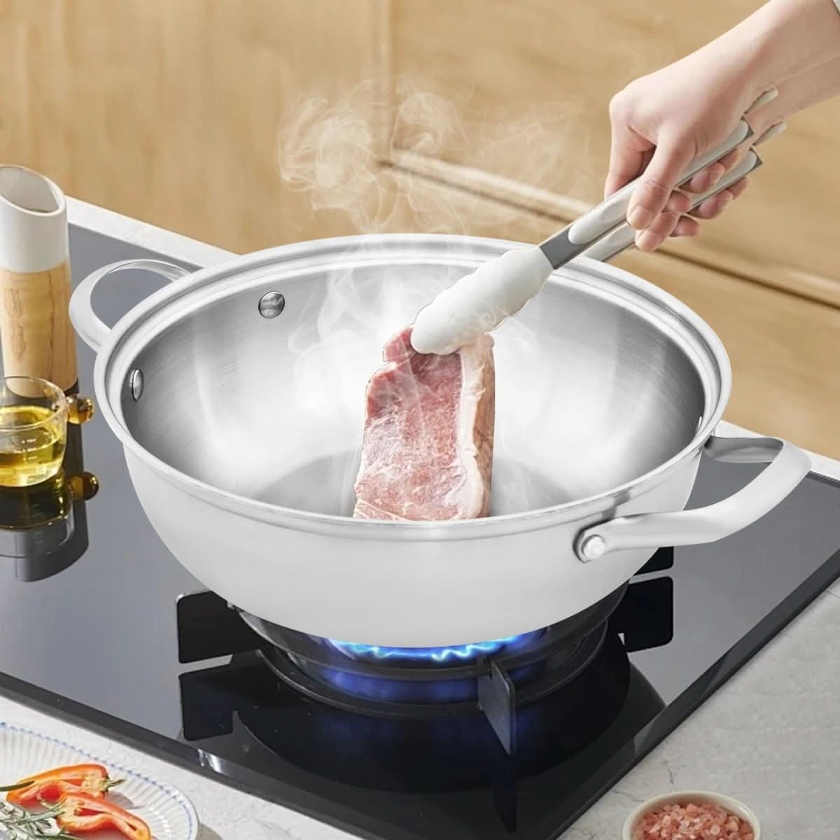 EcoHeat Cooking Pot - PureSteel 26 cm with Even Heat Distribution