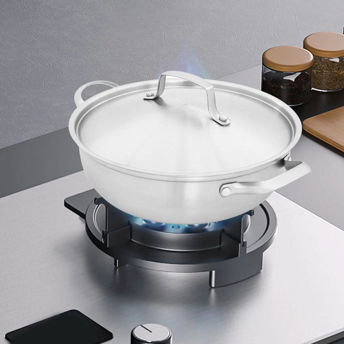 EcoHeat Cooking Pot - PureSteel 26 cm with Even Heat Distribution