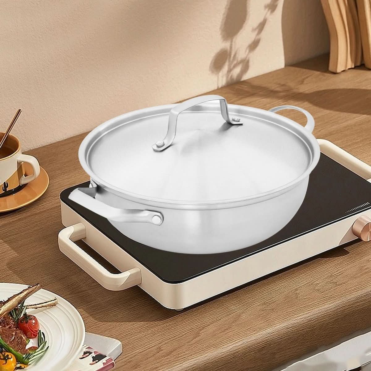 EcoHeat Cooking Pot - PureSteel 26 cm with Even Heat Distribution