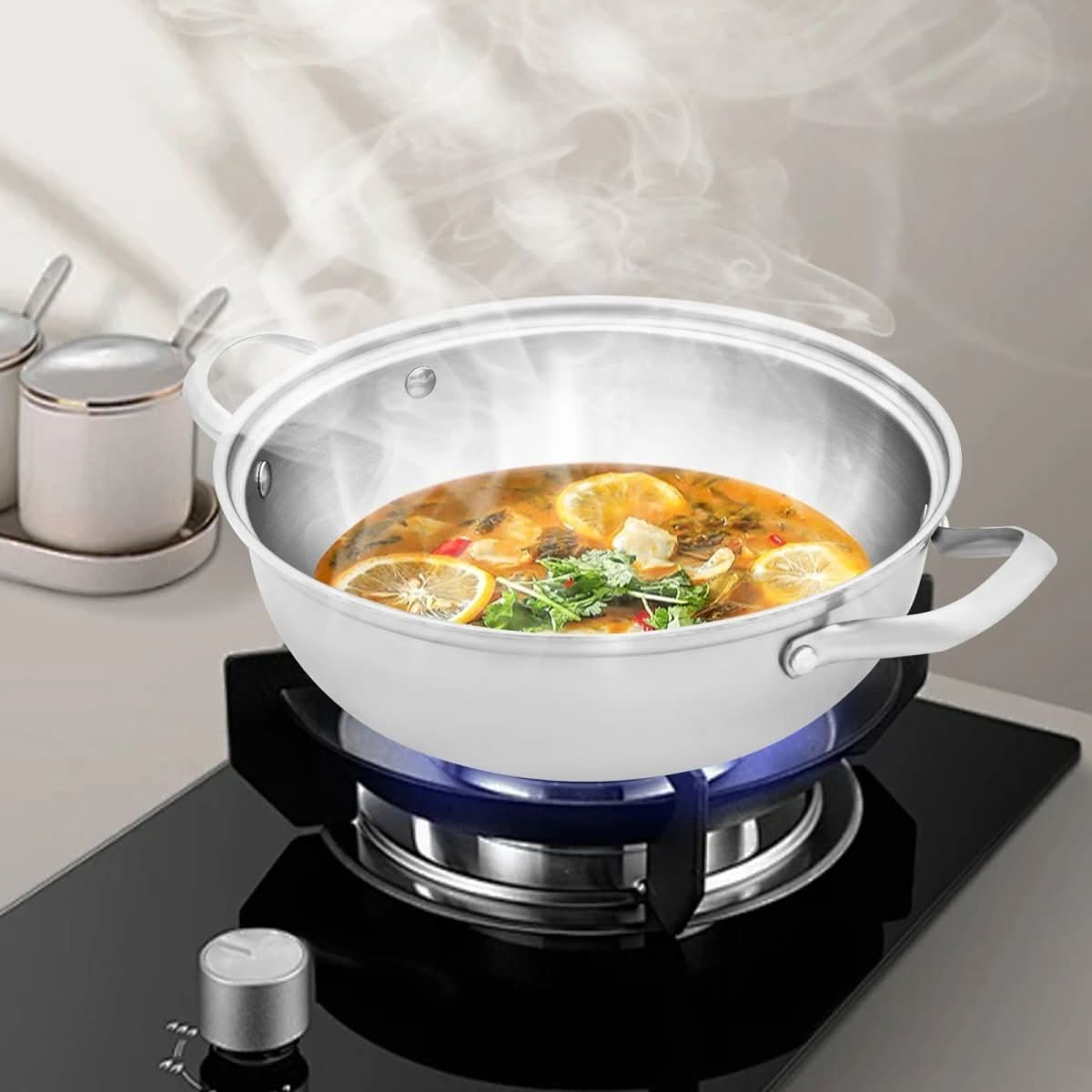 EcoHeat Cooking Pot - PureSteel 26 cm with Even Heat Distribution