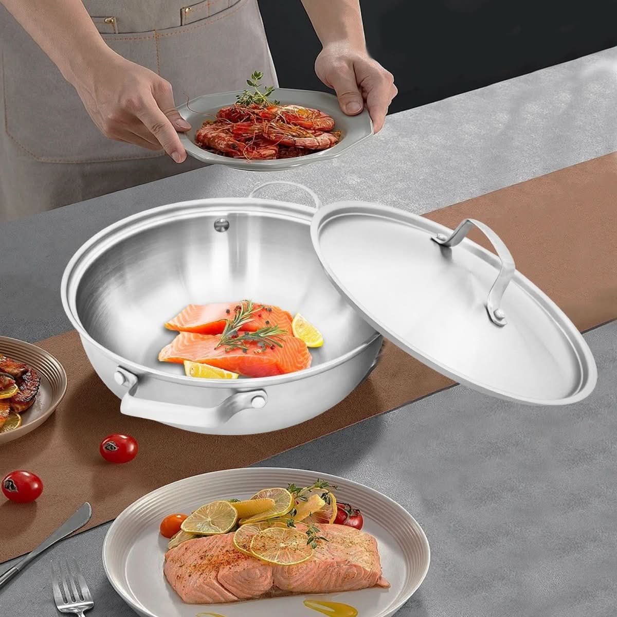 EcoHeat Cooking Pot - PureSteel 26 cm with Even Heat Distribution