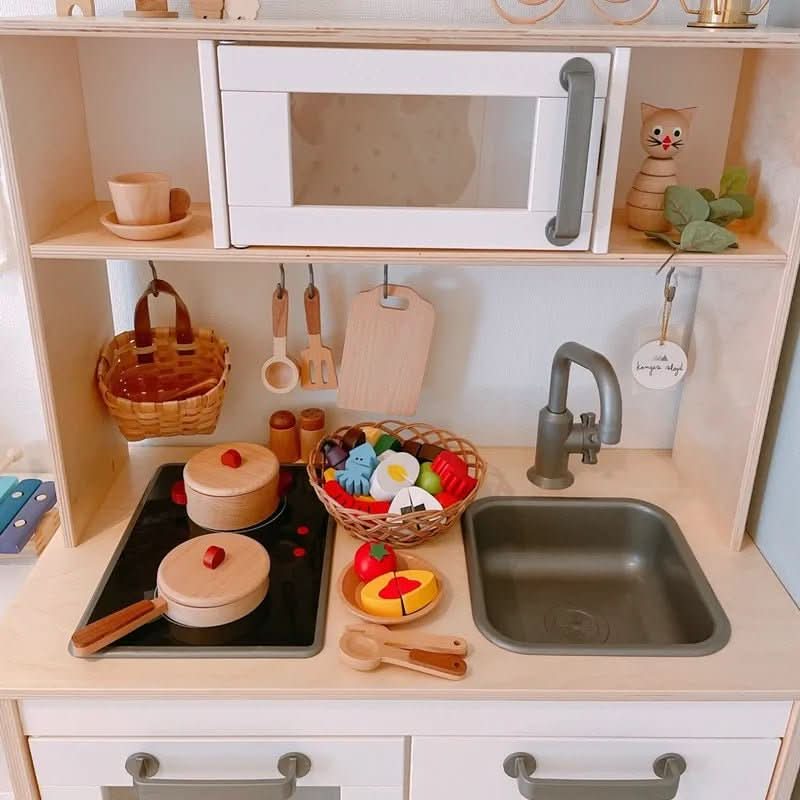 Wooden Play Kitchen - TimberNest Log Design for Kids