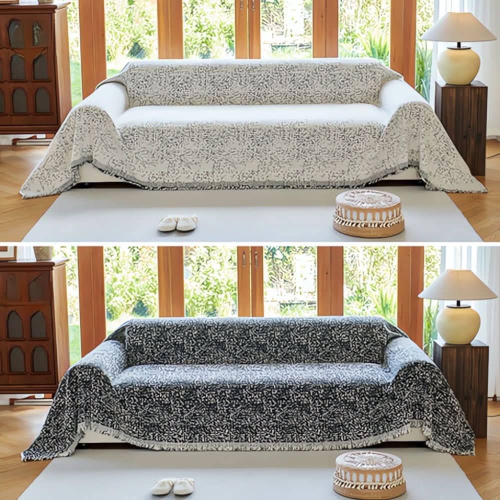 Sofa Cover - LuxeNest Reversible Microfiber with Slip-Resistant Design
