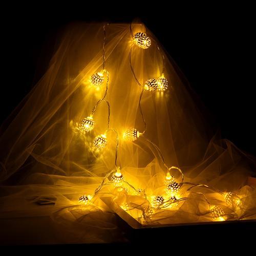 Golden Round Ball LED Lights - LuminaGlow