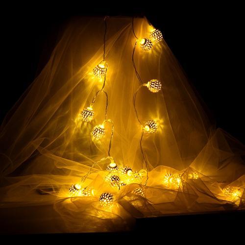 Golden Round Ball LED Lights - LuminaGlow