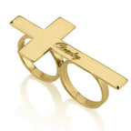 Stainless Steel Two-Finger Ring - Luxara with Engraving Option