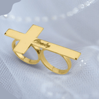 Stainless Steel Two-Finger Ring - Luxara with Engraving Option