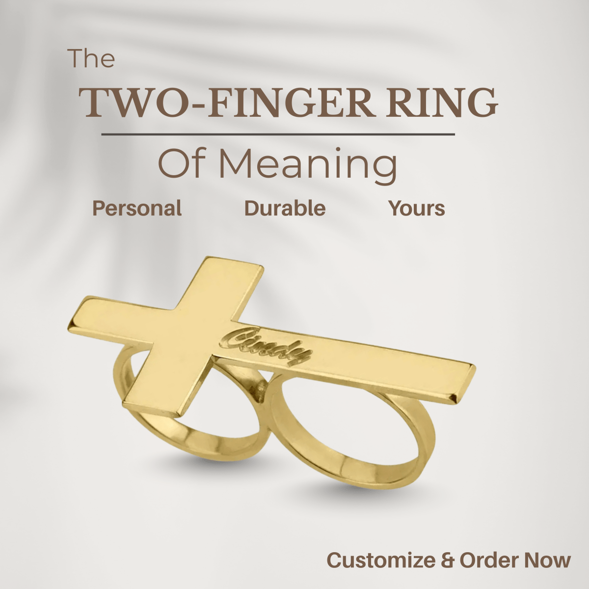 Stainless Steel Two-Finger Ring - Luxara with Engraving Option