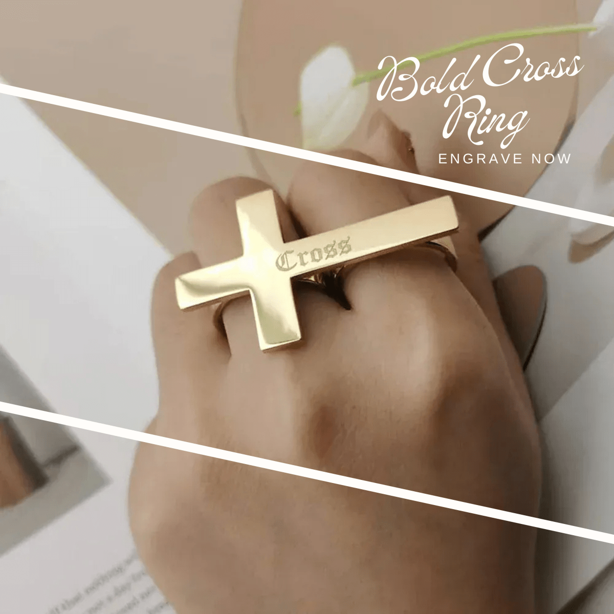 Stainless Steel Two-Finger Ring - Luxara with Engraving Option