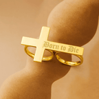 Stainless Steel Two-Finger Ring - Luxara with Engraving Option