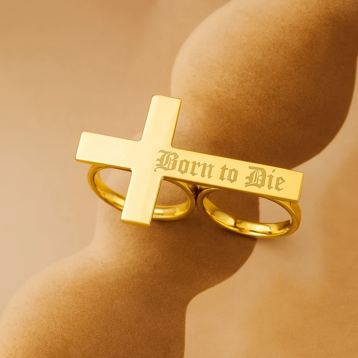 Stainless Steel Two-Finger Ring - Luxara with Engraving Option