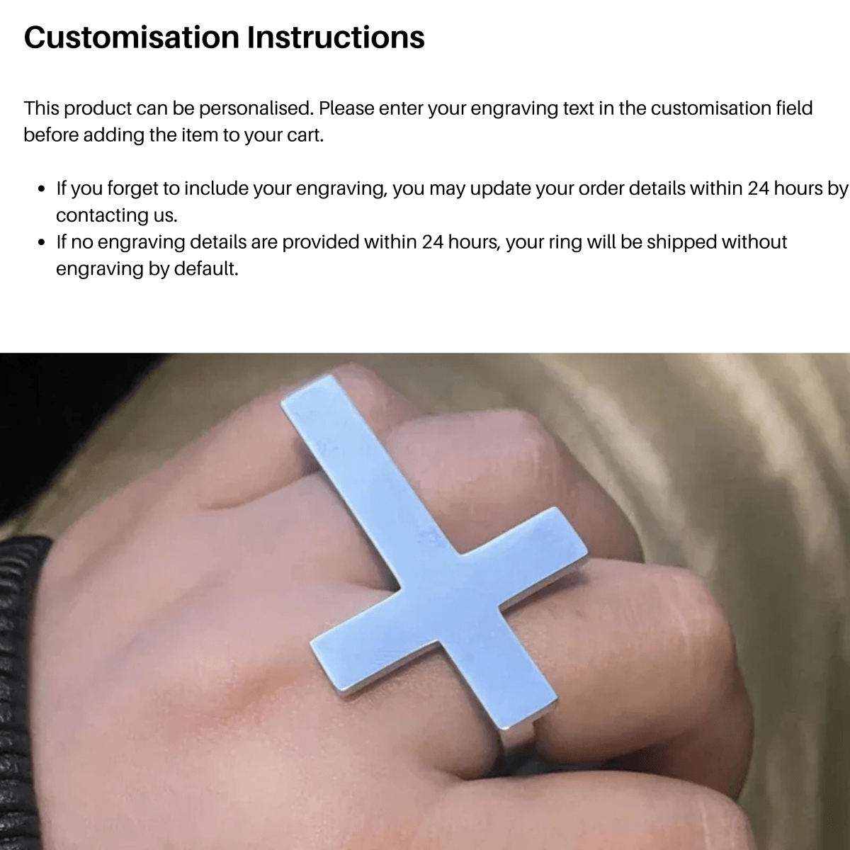 Stainless Steel Two-Finger Ring - Luxara with Engraving Option