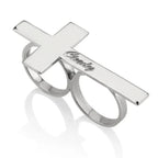 Stainless Steel Two-Finger Ring - Luxara with Engraving Option