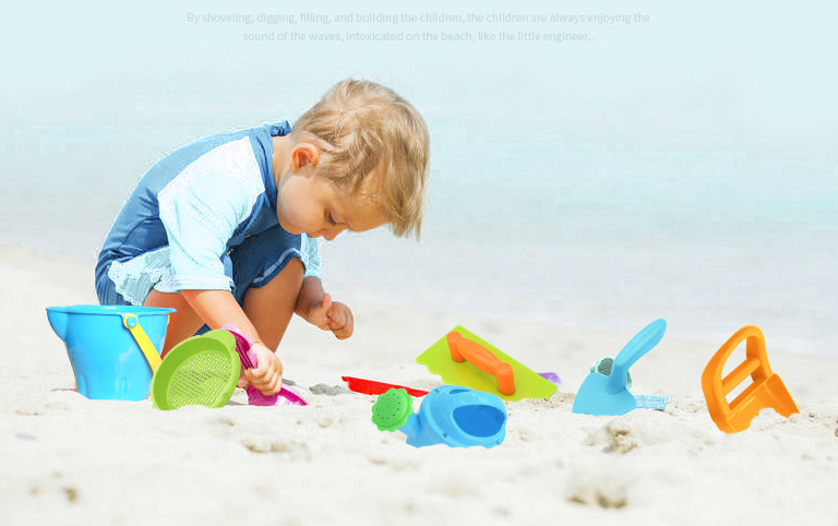 Sandbeach Kids Beach Toys Set - AquaJoy 8-Piece Castle Kit