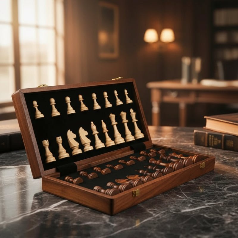 Premium Wooden Chess Set - LuxeCraft Folding Design