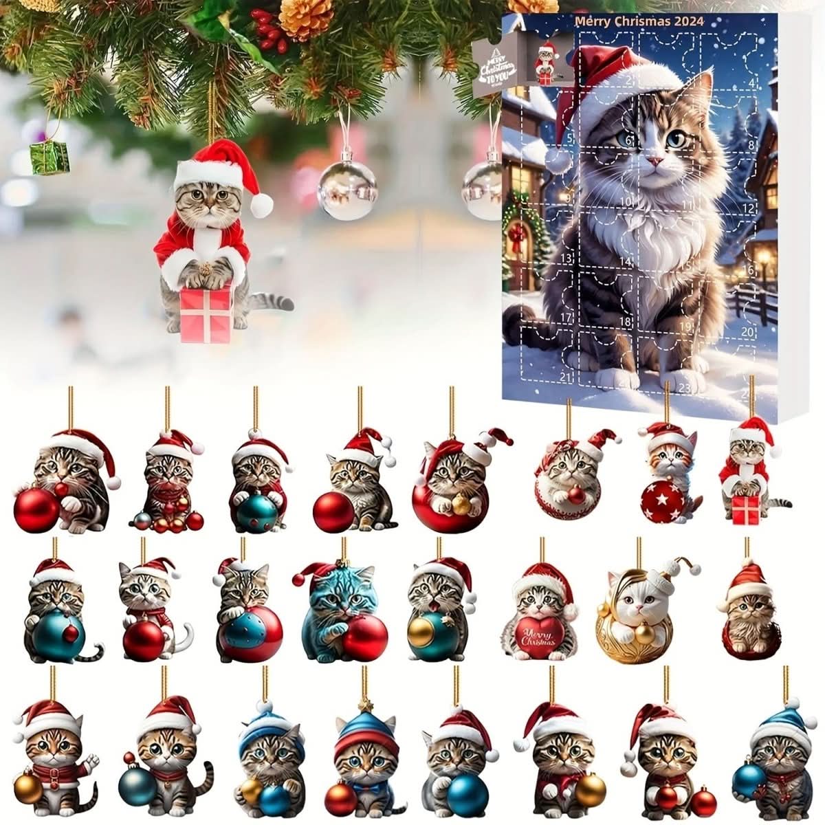 Cat Countdown Calendar - Purrfectly Festive Decor