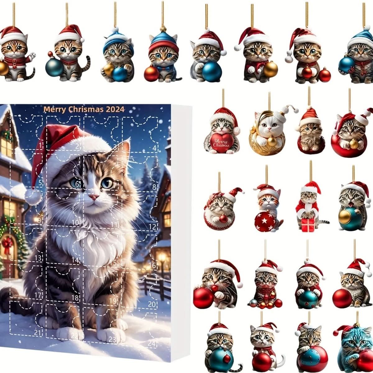 Cat Countdown Calendar - Purrfectly Festive Decor