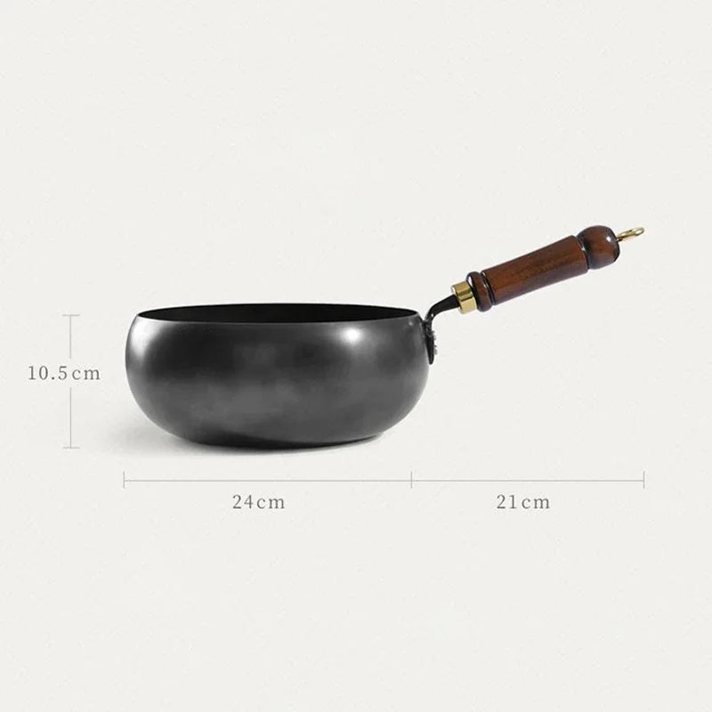 Cast Iron Skillet - Luxiron Handcrafted Pan with Wooden Handle
