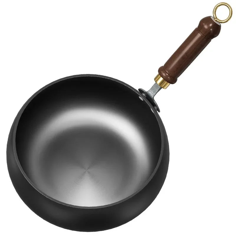 Cast Iron Skillet - Luxiron Handcrafted Pan with Wooden Handle